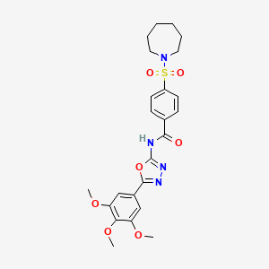 molecular formula C24H28N4O7S B2926306 4-(azepan-1-ylsulfonyl)-N-(5-(3,4,5-trimethoxyphenyl)-1,3,4-oxadiazol-2-yl)benzamide CAS No. 533871-47-5