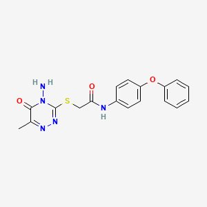 molecular formula C18H17N5O3S B2926308 2-[(4-amino-6-methyl-5-oxo-4,5-dihydro-1,2,4-triazin-3-yl)sulfanyl]-N-(4-phenoxyphenyl)acetamide CAS No. 886965-58-8