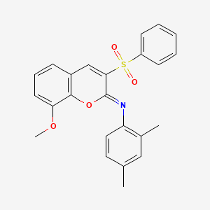 molecular formula C24H21NO4S B2926326 (2Z)-3-(benzenesulfonyl)-N-(2,4-dimethylphenyl)-8-methoxy-2H-chromen-2-imine CAS No. 1322302-76-0
