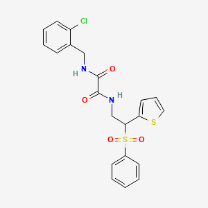 molecular formula C21H19ClN2O4S2 B2926332 N-[2-(benzenesulfonyl)-2-(thiophen-2-yl)ethyl]-N'-[(2-chlorophenyl)methyl]ethanediamide CAS No. 896337-70-5