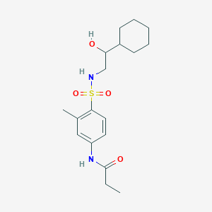 molecular formula C18H28N2O4S B2926356 N-(4-(N-(2-cyclohexyl-2-hydroxyethyl)sulfamoyl)-3-methylphenyl)propionamide CAS No. 1798620-80-0