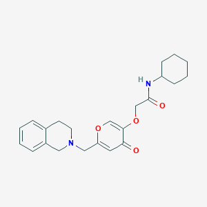 molecular formula C23H28N2O4 B2926407 N-cyclohexyl-2-({4-oxo-6-[(1,2,3,4-tetrahydroisoquinolin-2-yl)methyl]-4H-pyran-3-yl}oxy)acetamide CAS No. 898441-20-8