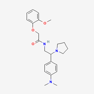 molecular formula C23H31N3O3 B2926413 N-{2-[4-(dimethylamino)phenyl]-2-(pyrrolidin-1-yl)ethyl}-2-(2-methoxyphenoxy)acetamide CAS No. 1005297-27-7