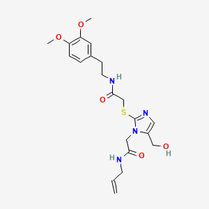 molecular formula C21H28N4O5S B2926438 N-allyl-2-(2-((2-((3,4-dimethoxyphenethyl)amino)-2-oxoethyl)thio)-5-(hydroxymethyl)-1H-imidazol-1-yl)acetamide CAS No. 921525-18-0