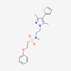 molecular formula C19H23N3O3S2 B2926444 N-{2-[3,5-dimethyl-4-(thiophen-2-yl)-1H-pyrazol-1-yl]ethyl}-2-phenoxyethane-1-sulfonamide CAS No. 2034324-62-2