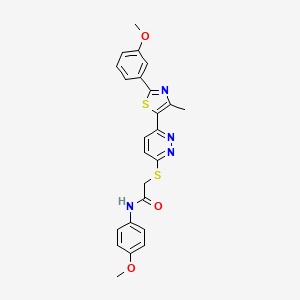 molecular formula C24H22N4O3S2 B2926455 N-(4-methoxyphenyl)-2-({6-[2-(3-methoxyphenyl)-4-methyl-1,3-thiazol-5-yl]pyridazin-3-yl}sulfanyl)acetamide CAS No. 1005304-10-8