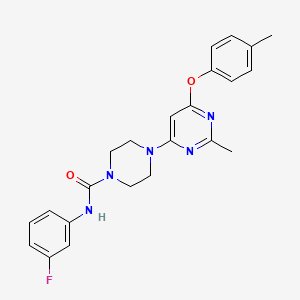molecular formula C23H24FN5O2 B2926471 N-(3-fluorophenyl)-4-[2-methyl-6-(4-methylphenoxy)pyrimidin-4-yl]piperazine-1-carboxamide CAS No. 946325-38-8