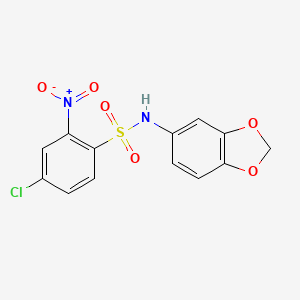 molecular formula C13H9ClN2O6S B2926482 N-(2H-1,3-benzodioxol-5-yl)-4-chloro-2-nitrobenzene-1-sulfonamide CAS No. 1023572-61-3