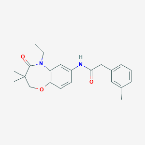 molecular formula C22H26N2O3 B2926489 N-(5-ethyl-3,3-dimethyl-4-oxo-2,3,4,5-tetrahydro-1,5-benzoxazepin-7-yl)-2-(3-methylphenyl)acetamide CAS No. 921863-07-2