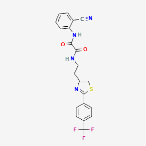 molecular formula C21H15F3N4O2S B2926566 N'-(2-cyanophenyl)-N-(2-{2-[4-(trifluoromethyl)phenyl]-1,3-thiazol-4-yl}ethyl)ethanediamide CAS No. 896366-57-7