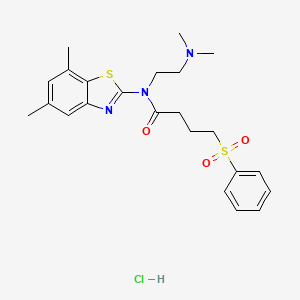 N-(2-(dimethylamino)ethyl)-N-(5,7-dimethylbenzo[d]thiazol-2-yl)-4-(phenylsulfonyl)butanamide hydrochloride