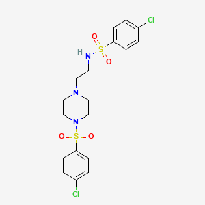 4-Chloro-1-((4-(2-(((4-chlorophenyl)sulfonyl)amino)ethyl)piperazinyl)sulfonyl)benzene