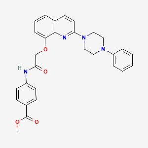 molecular formula C29H28N4O4 B2926626 Methyl 4-(2-((2-(4-phenylpiperazin-1-yl)quinolin-8-yl)oxy)acetamido)benzoate CAS No. 941903-69-1