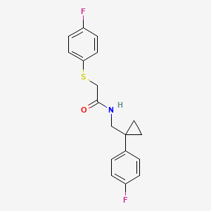 molecular formula C18H17F2NOS B2926637 N-((1-(4-fluorophenyl)cyclopropyl)methyl)-2-((4-fluorophenyl)thio)acetamide CAS No. 1207001-54-4