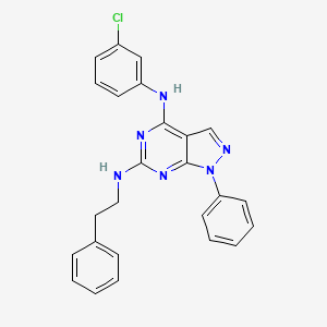 molecular formula C25H21ClN6 B2926646 N4-(3-chlorophenyl)-1-phenyl-N6-(2-phenylethyl)-1H-pyrazolo[3,4-d]pyrimidine-4,6-diamine CAS No. 955305-48-3