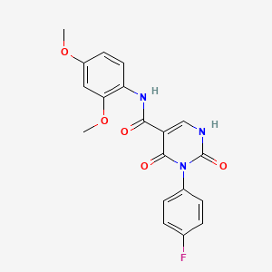 molecular formula C19H16FN3O5 B2926672 N-(2,4-dimethoxyphenyl)-3-(4-fluorophenyl)-2,4-dioxo-1,2,3,4-tetrahydropyrimidine-5-carboxamide CAS No. 887898-84-2