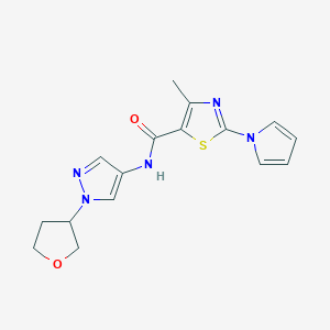 B2926686 4-methyl-2-(1H-pyrrol-1-yl)-N-(1-(tetrahydrofuran-3-yl)-1H-pyrazol-4-yl)thiazole-5-carboxamide CAS No. 1797872-57-1