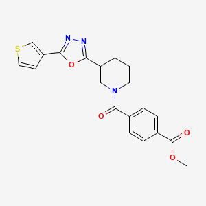 molecular formula C20H19N3O4S B2926721 Methyl 4-(3-(5-(thiophen-3-yl)-1,3,4-oxadiazol-2-yl)piperidine-1-carbonyl)benzoate CAS No. 1797259-44-9