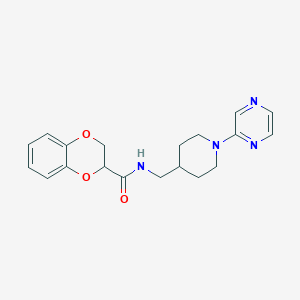 molecular formula C19H22N4O3 B2926733 N-{[1-(pyrazin-2-yl)piperidin-4-yl]methyl}-2,3-dihydro-1,4-benzodioxine-2-carboxamide CAS No. 1396814-06-4