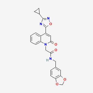 molecular formula C24H20N4O5 B2926766 N-[(2H-1,3-benzodioxol-5-yl)methyl]-2-[4-(3-cyclopropyl-1,2,4-oxadiazol-5-yl)-2-oxo-1,2-dihydroquinolin-1-yl]acetamide CAS No. 1251548-34-1