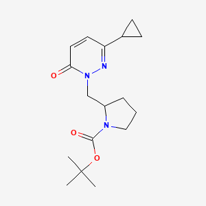 molecular formula C17H25N3O3 B2926776 Tert-butyl 2-[(3-cyclopropyl-6-oxo-1,6-dihydropyridazin-1-yl)methyl]pyrrolidine-1-carboxylate CAS No. 2379993-60-7