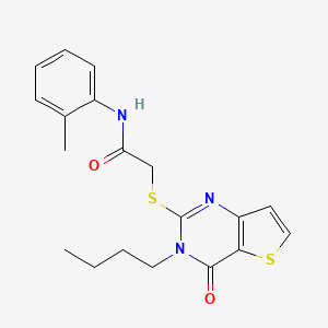 molecular formula C19H21N3O2S2 B2926808 2-({3-butyl-4-oxo-3H,4H-thieno[3,2-d]pyrimidin-2-yl}sulfanyl)-N-(2-methylphenyl)acetamide CAS No. 1252918-00-5