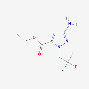 molecular formula C8H10F3N3O2 B2926831 Ethyl 3-amino-1-(2,2,2-trifluoroethyl)-1H-pyrazole-5-carboxylate CAS No. 1328640-51-2