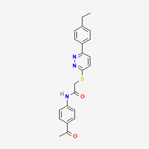 molecular formula C22H21N3O2S B2926890 N-(4-acetylphenyl)-2-((6-(4-ethylphenyl)pyridazin-3-yl)thio)acetamide CAS No. 896045-60-6