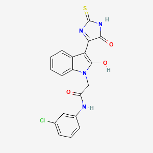 (Z)-N-(3-chlorophenyl)-2-(2-oxo-3-(5-oxo-2-thioxoimidazolidin-4-ylidene)indolin-1-yl)acetamide