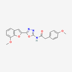 molecular formula C20H17N3O5 B2926921 N-[5-(7-methoxy-1-benzofuran-2-yl)-1,3,4-oxadiazol-2-yl]-2-(4-methoxyphenyl)acetamide CAS No. 922042-32-8