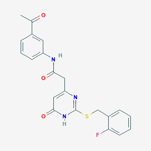 N-(3-acetylphenyl)-2-(2-((2-fluorobenzyl)thio)-6-oxo-1,6-dihydropyrimidin-4-yl)acetamide