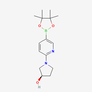 molecular formula C15H23BN2O3 B2926985 (R)-1-(5-(4,4,5,5-Tetramethyl-1,3,2-dioxaborolan-2-yl)pyridin-2-yl)pyrrolidin-3-ol CAS No. 1225066-77-2