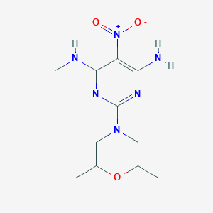 molecular formula C11H18N6O3 B2926990 2-(2,6-dimethylmorpholin-4-yl)-N-methyl-5-nitropyrimidine-4,6-diamine CAS No. 442556-01-6