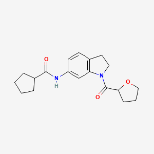 molecular formula C19H24N2O3 B2927000 N-(1-(tetrahydrofuran-2-carbonyl)indolin-6-yl)cyclopentanecarboxamide CAS No. 1040657-44-0