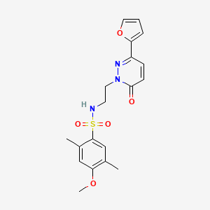 molecular formula C19H21N3O5S B2927062 N-(2-(3-(furan-2-yl)-6-oxopyridazin-1(6H)-yl)ethyl)-4-methoxy-2,5-dimethylbenzenesulfonamide CAS No. 946264-14-8