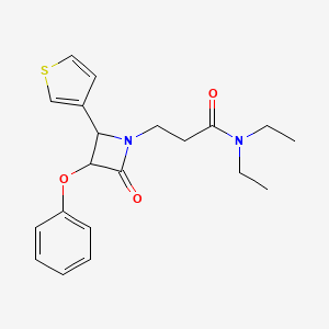 molecular formula C20H24N2O3S B2927136 N,N-diethyl-3-(2-oxo-3-phenoxy-4-thiophen-3-ylazetidin-1-yl)propanamide CAS No. 1241300-56-0
