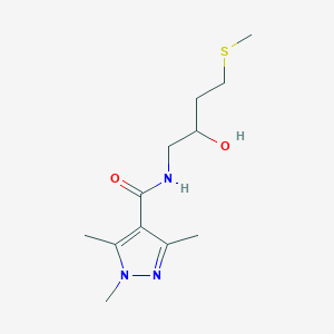 molecular formula C12H21N3O2S B2927171 N-[2-hydroxy-4-(methylsulfanyl)butyl]-1,3,5-trimethyl-1H-pyrazole-4-carboxamide CAS No. 2320177-61-3