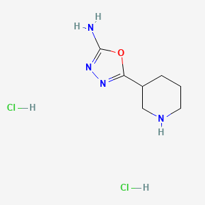 molecular formula C7H14Cl2N4O B2927178 5-(Piperidin-3-yl)-1,3,4-oxadiazol-2-amine dihydrochloride CAS No. 1955515-13-5