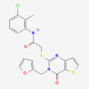 molecular formula C20H16ClN3O3S2 B2927184 N-(3-chloro-2-methylphenyl)-2-({3-[(furan-2-yl)methyl]-4-oxo-3H,4H-thieno[3,2-d]pyrimidin-2-yl}sulfanyl)acetamide CAS No. 1326846-02-9