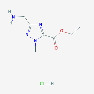 molecular formula C7H13ClN4O2 B2927187 ethyl3-(aminomethyl)-1-methyl-1H-1,2,4-triazole-5-carboxylatehydrochloride CAS No. 2416229-74-6