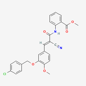 molecular formula C26H21ClN2O5 B2927233 METHYL 2-[((E)-3-{3-[(4-CHLOROBENZYL)OXY]-4-METHOXYPHENYL}-2-CYANO-2-PROPENOYL)AMINO]BENZOATE CAS No. 380477-65-6