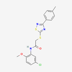 molecular formula C18H16ClN3O2S2 B2927248 N-(5-chloro-2-methoxyphenyl)-2-((3-(p-tolyl)-1,2,4-thiadiazol-5-yl)thio)acetamide CAS No. 864917-22-6