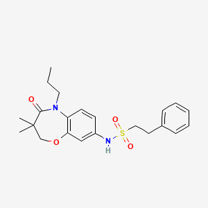 molecular formula C22H28N2O4S B2927250 N-(3,3-dimethyl-4-oxo-5-propyl-2,3,4,5-tetrahydrobenzo[b][1,4]oxazepin-8-yl)-2-phenylethanesulfonamide CAS No. 922049-91-0