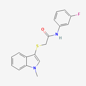 molecular formula C17H15FN2OS B2927290 N-(3-fluorophenyl)-2-((1-methyl-1H-indol-3-yl)thio)acetamide CAS No. 896677-11-5