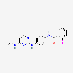 molecular formula C20H20IN5O B2927321 N-(4-((4-(ethylamino)-6-methylpyrimidin-2-yl)amino)phenyl)-2-iodobenzamide CAS No. 923258-57-5