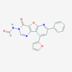 molecular formula C20H12N4O4 B292738 N-[13-(furan-2-yl)-6-oxo-11-phenyl-8-oxa-3,5,10-triazatricyclo[7.4.0.02,7]trideca-1(9),2(7),3,10,12-pentaen-5-yl]formamide 