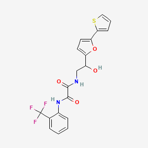 molecular formula C19H15F3N2O4S B2927408 N-{2-hydroxy-2-[5-(thiophen-2-yl)furan-2-yl]ethyl}-N'-[2-(trifluoromethyl)phenyl]ethanediamide CAS No. 2309185-41-7
