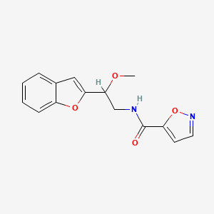 molecular formula C15H14N2O4 B2927417 N-[2-(1-benzofuran-2-yl)-2-methoxyethyl]-1,2-oxazole-5-carboxamide CAS No. 2176152-44-4