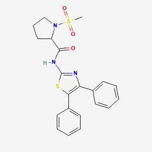 molecular formula C21H21N3O3S2 B2927419 N-(4,5-diphenylthiazol-2-yl)-1-(methylsulfonyl)pyrrolidine-2-carboxamide CAS No. 1219421-60-9