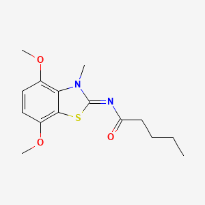 molecular formula C15H20N2O3S B2927438 N-[(2Z)-4,7-dimethoxy-3-methyl-2,3-dihydro-1,3-benzothiazol-2-ylidene]pentanamide CAS No. 868370-30-3